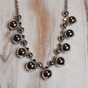 KATE SPADE Silver Plated Bead Glass Crystal Accent Statement Necklace